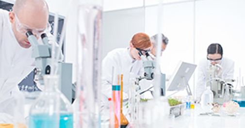 group of biotechnologists in a laboratory